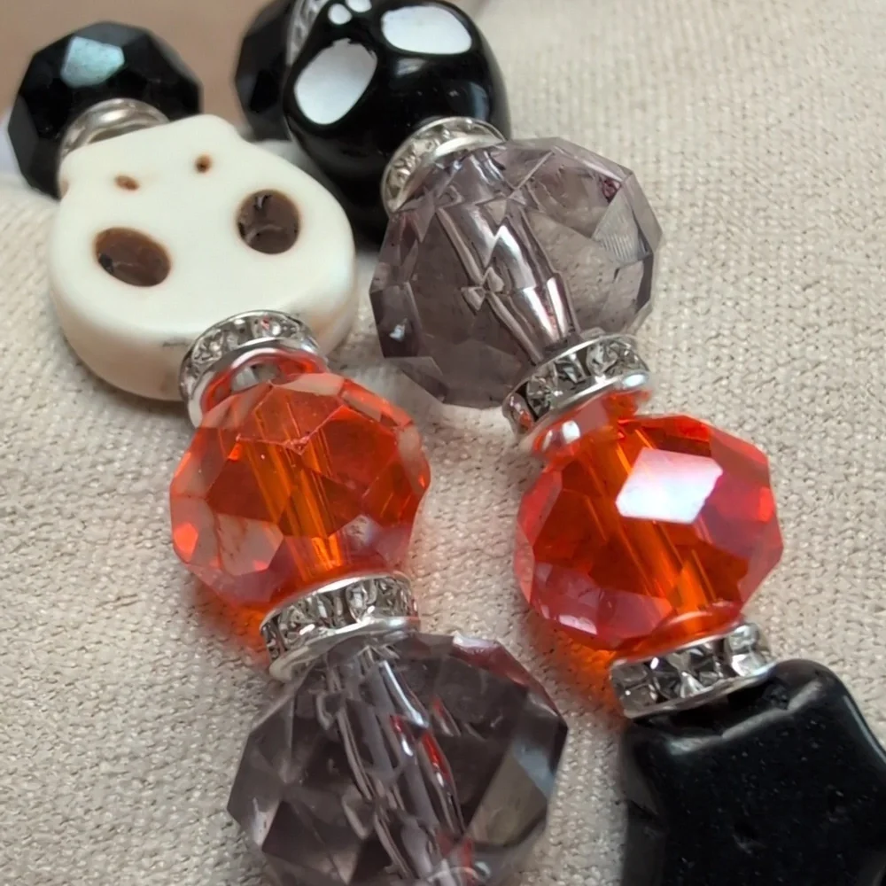Halloween Skull Beaded Stretch Bracelet Set